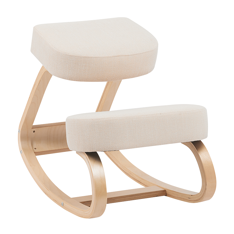 Beige ergonomisk gyngestol i træ (GY-040)
