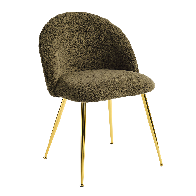 Grøn Teddy Fleece spisestuestol med gylden base(Y-C16)