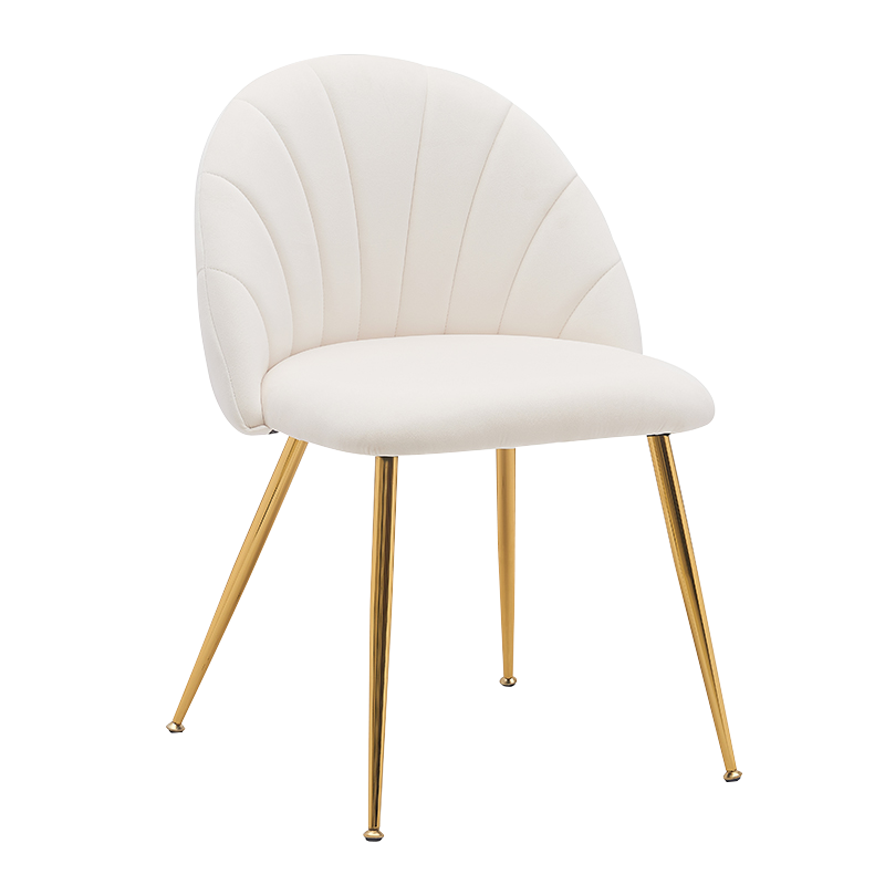 Hvid fløjl spisestuestole med lav ryg i træ (Y-C28)