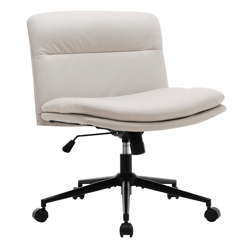 Hvid bred armløs hjemmekontorstol med krydsben (Y-C56)