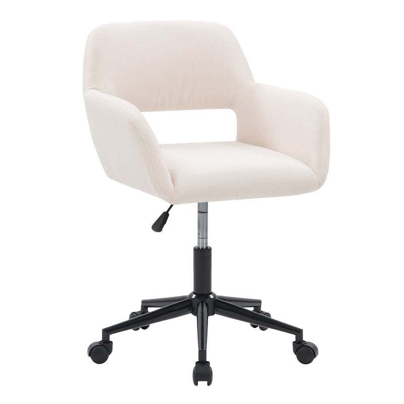 Beige stof træarmlæn bred polstret hjemmekontorstol (GY-630)