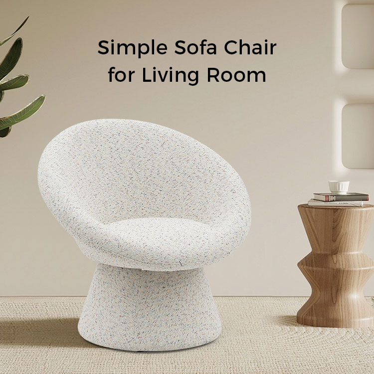 Nordisk hvidt stof doven rund form Stuestol Enkeltsædet sofa Accent loungestole med ryglæn (GY-645)