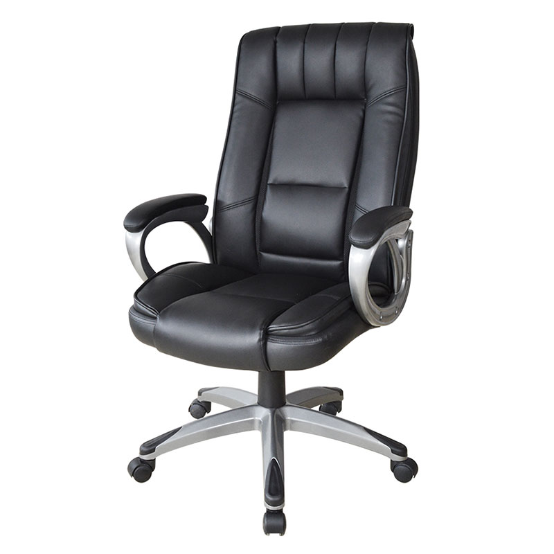 Ergonomisk sort læder malerpude Armlæn Manager Kontorstol (M-6113)