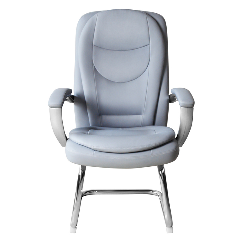 Moderne højrygget læderkonferencestol med fast krombund (M-6124)