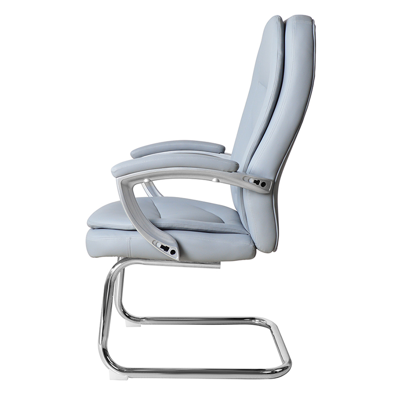 Moderne højrygget læderkonferencestol med fast krombund (M-6124)