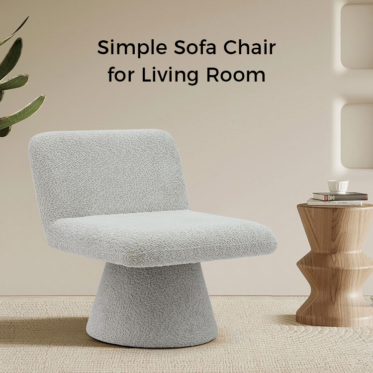 Moderne Grå Polstret Drejelig Lounge Accent Stol Stof Stue Enkelt Sofastol (GY-642)