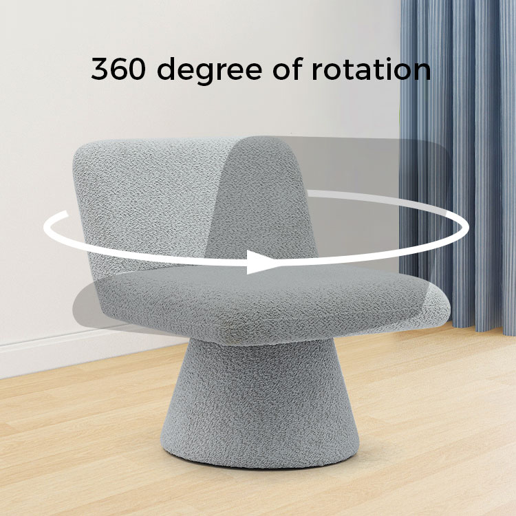 Moderne Grå Polstret Drejelig Lounge Accent Stol Stof Stue Enkelt Sofastol (GY-642)