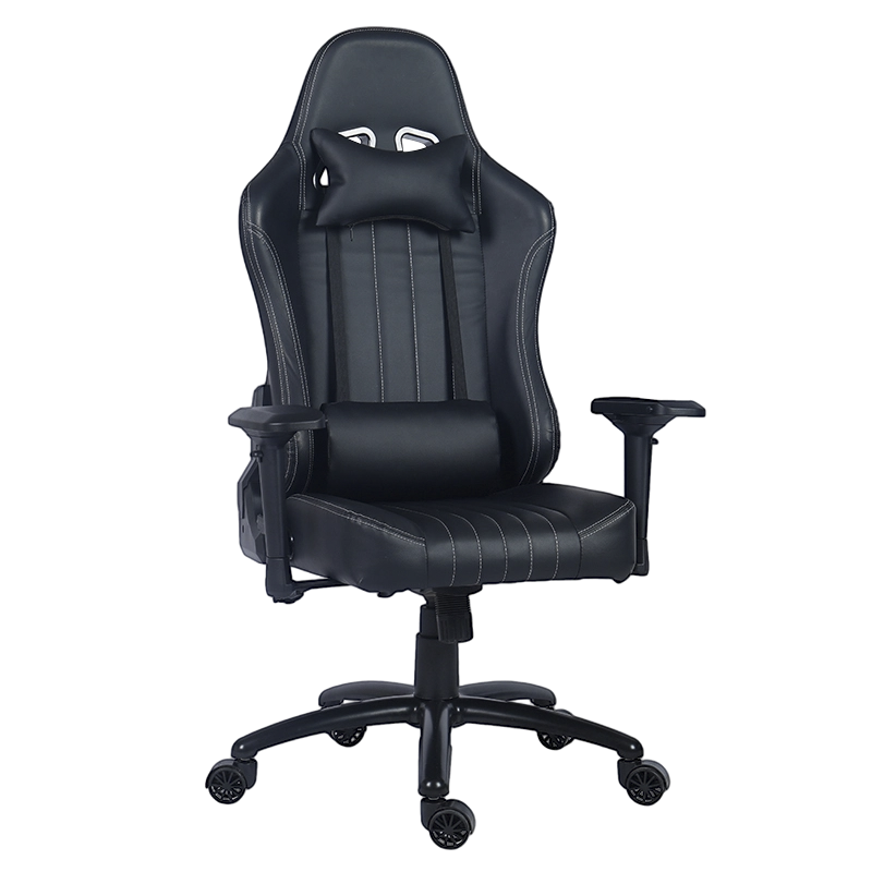 Sort PU høj ryg 4D armlæn Racing King spillestol (Y-2546)